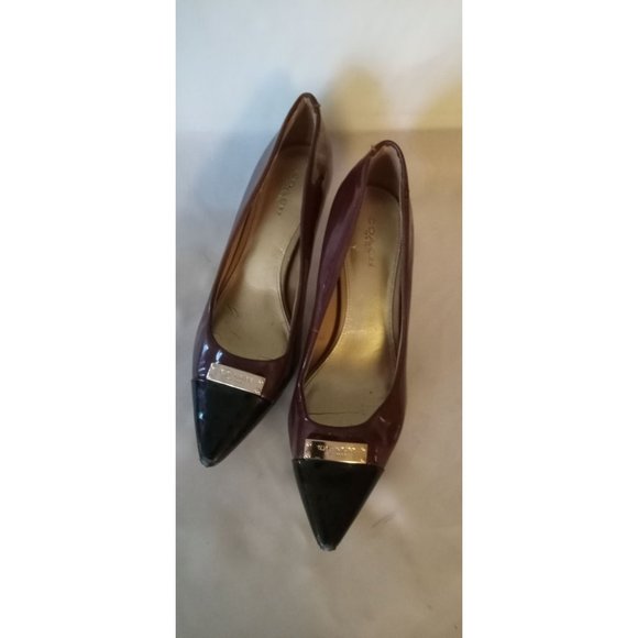 Coach Burgundy and Black Pointed Toe 3" Heel Pumps size 7.5 B - Picture 1 of 8